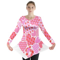 Valentines Day Pink Heart Love Long Sleeve Tunic  by Alisyart