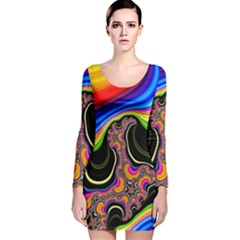 Wave Color Long Sleeve Velvet Bodycon Dress by Alisyart