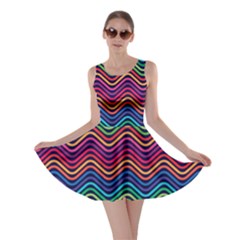 Wave Chevron Rainbow Color Skater Dress by Alisyart