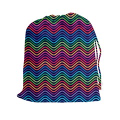 Wave Chevron Rainbow Color Drawstring Pouches (xxl) by Alisyart