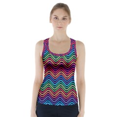 Wave Chevron Rainbow Color Racer Back Sports Top