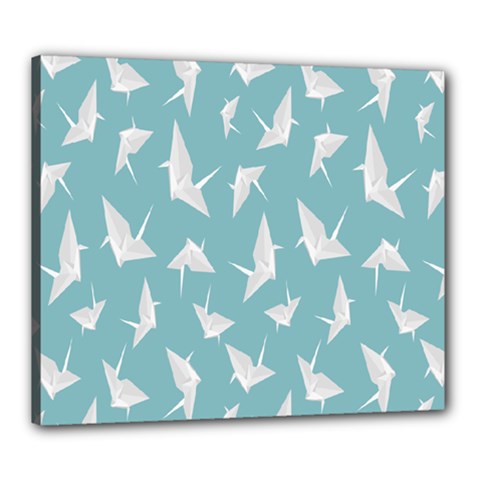 Origamim Paper Bird Blue Fly Canvas 24  X 20 