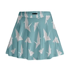 Origamim Paper Bird Blue Fly Mini Flare Skirt