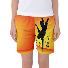 Breakdancer Dancing Orange Women s Basketball Shorts