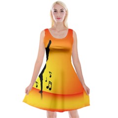 Breakdancer Dancing Orange Reversible Velvet Sleeveless Dress