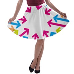 Arrows Pink Blue Orange Green A-line Skater Skirt by Alisyart