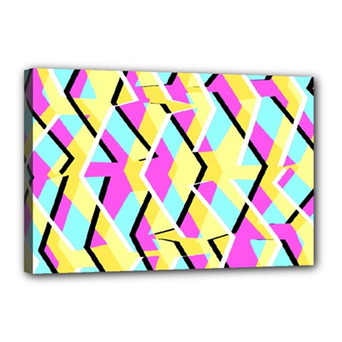 Bright Zig Zag Scribble Yellow Pink Canvas 18  X 12 