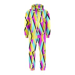 Bright Zig Zag Scribble Yellow Pink Hooded Jumpsuit (kids)