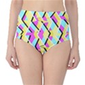 Bright Zig Zag Scribble Yellow Pink High-Waist Bikini Bottoms View1