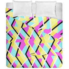 Bright Zig Zag Scribble Yellow Pink Duvet Cover Double Side (california King Size) by Alisyart