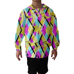 Bright Zig Zag Scribble Yellow Pink Hooded Wind Breaker (kids) by Alisyart