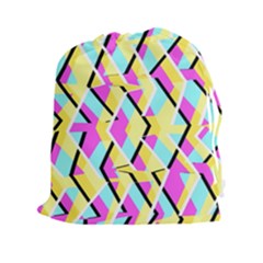 Bright Zig Zag Scribble Yellow Pink Drawstring Pouches (xxl)