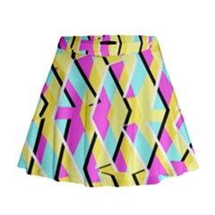 Bright Zig Zag Scribble Yellow Pink Mini Flare Skirt by Alisyart