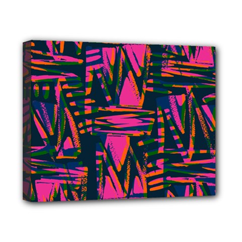 Bright Zig Zag Scribble Pink Green Canvas 10  X 8 