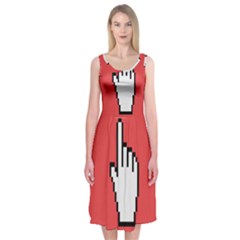 Cursor Index Finger White Red Midi Sleeveless Dress by Alisyart