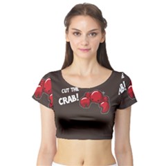 Cutthe Crab Red Brown Animals Beach Sea Short Sleeve Crop Top (Tight Fit)