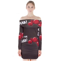 Cutthe Crab Red Brown Animals Beach Sea Long Sleeve Off Shoulder Dress