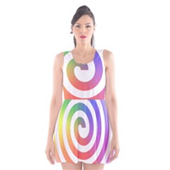 Circle Purple Blue Red Green Yellow Scoop Neck Skater Dress