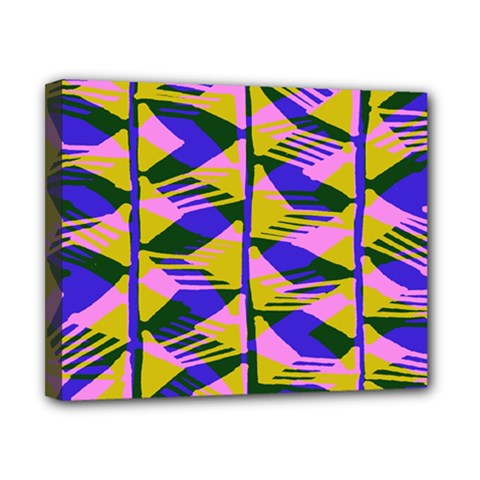 Crazy Zig Zags Blue Yellow Canvas 10  X 8 