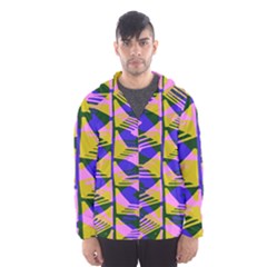 Crazy Zig Zags Blue Yellow Hooded Wind Breaker (men)