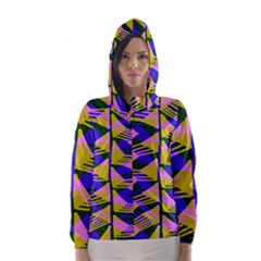 Crazy Zig Zags Blue Yellow Hooded Wind Breaker (women) by Alisyart