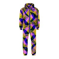 Crazy Zig Zags Blue Yellow Hooded Jumpsuit (kids) by Alisyart