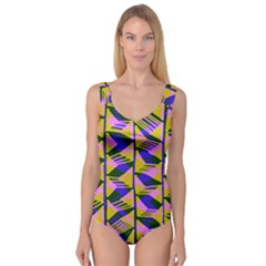 Crazy Zig Zags Blue Yellow Princess Tank Leotard 