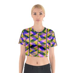 Crazy Zig Zags Blue Yellow Cotton Crop Top