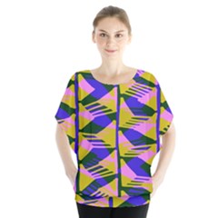 Crazy Zig Zags Blue Yellow Blouse