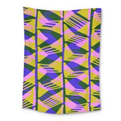 Crazy Zig Zags Blue Yellow Medium Tapestry