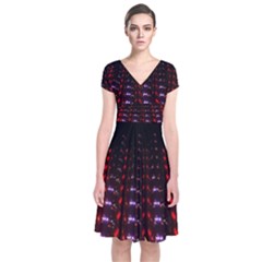 Digital Balls Lights Purple Red Short Sleeve Front Wrap Dress by Alisyart