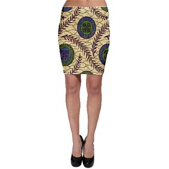 Fabrick Batik Brown Blue Green Leaf Flower Floral Bodycon Skirt by Alisyart