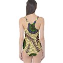 Fabrick Batik Brown Blue Green Leaf Flower Floral One Piece Swimsuit View2