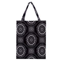 Circle Plaid Black Floral Classic Tote Bag