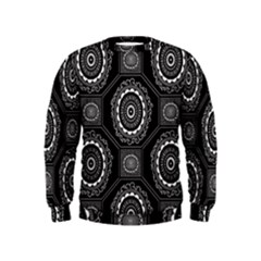 Circle Plaid Black Floral Kids  Sweatshirt