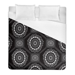 Circle Plaid Black Floral Duvet Cover (full/ Double Size) by Alisyart