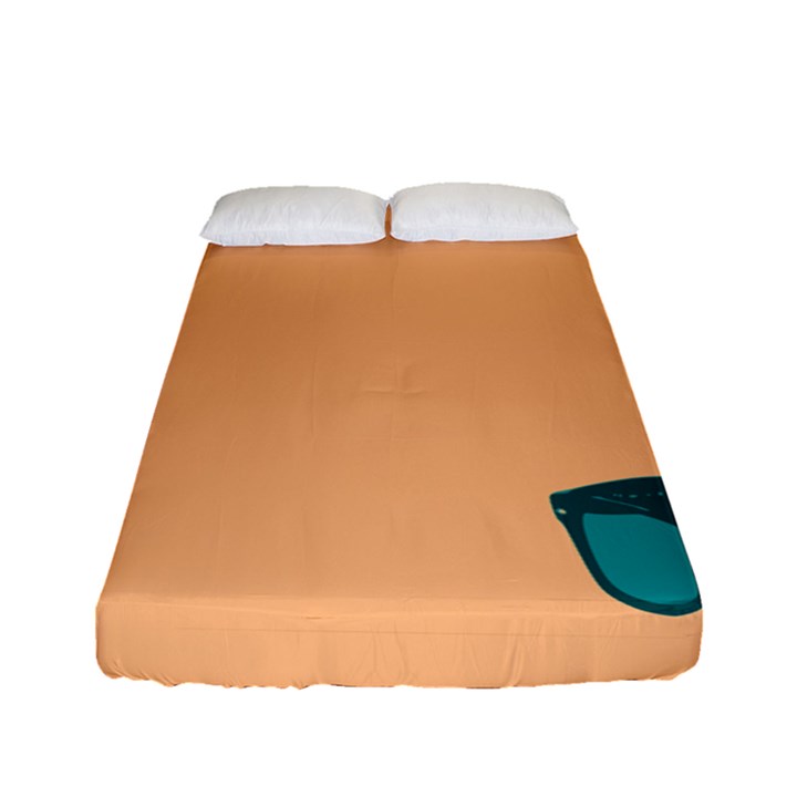 Glasses Blue Orange Fitted Sheet (Full/ Double Size)