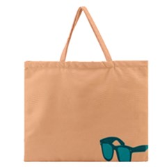 Glasses Blue Orange Zipper Large Tote Bag by Alisyart