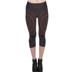 Hand Illustration Graphic Fabric Woven Red Purple Yellow Capri Leggings 