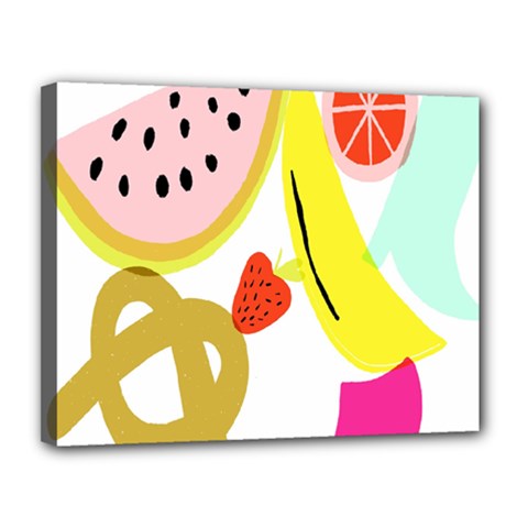 Fruit Watermelon Strawberry Banana Orange Shoes Lime Canvas 14  X 11  by Alisyart