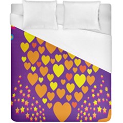 Heart Love Valentine Purple Orange Yellow Star Duvet Cover (california King Size)