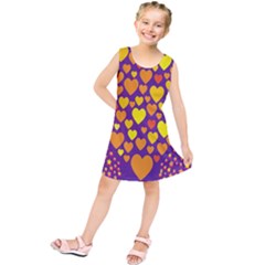 Heart Love Valentine Purple Orange Yellow Star Kids  Tunic Dress
