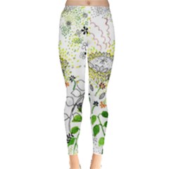 Flower Flowar Sunflower Rose Leaf Green Yellow Picture Leggings  by Alisyart