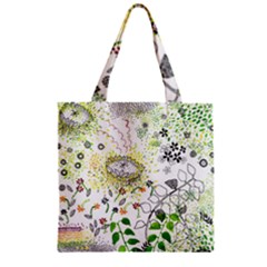 Flower Flowar Sunflower Rose Leaf Green Yellow Picture Zipper Grocery Tote Bag