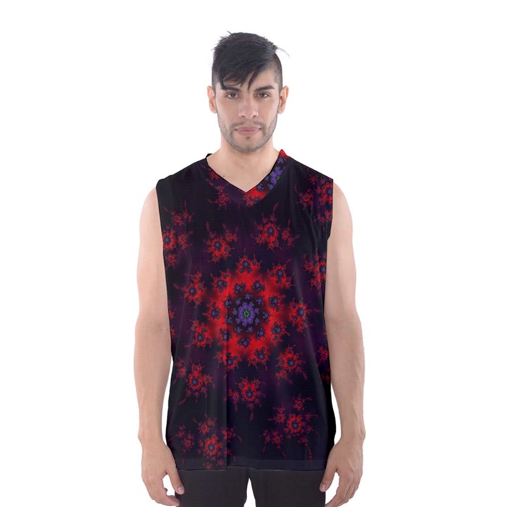 Fractal Abstract Blossom Bloom Red Men s Basketball Tank Top