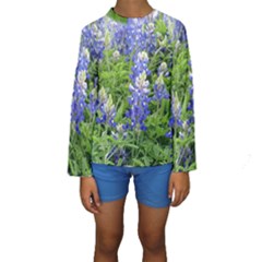 Blue Bonnets Kids  Long Sleeve Swimwear by CreatedByMeVictoriaB