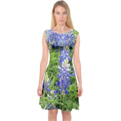 Blue Bonnets Capsleeve Midi Dress