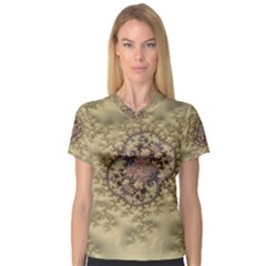 Fractal Art Colorful Pattern Women s V-neck Sport Mesh Tee