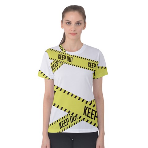 Keep Out Police Line Yellow Cross Entry Women s Cotton Tee by Alisyart