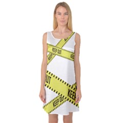 Keep Out Police Line Yellow Cross Entry Sleeveless Satin Nightdress